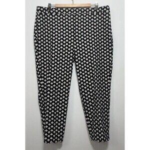 TALBOTS Chatham Black White Tulips Scallop-Hem Crops Sz 16 EUC